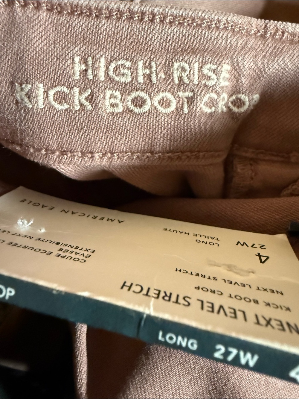 NWT American Eagle Womens Kick Boot Crop Pants 4 Long High-Rise Mauve $49 - Picture 9 of 10